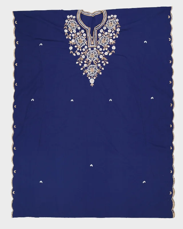 Epic Deals Vintage 1980s Blue Embroidered Kaftan Maxi Dress - L / XL