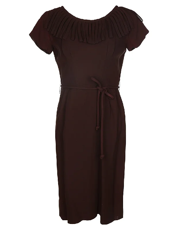 Customer Appreciation Sale Vintage 50s Brown Fringed Dress - S