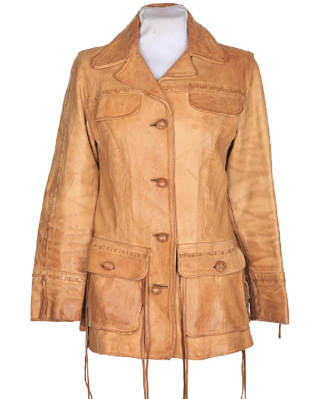 Members Only Vintage 70's Tan Western Leather Jacket - S