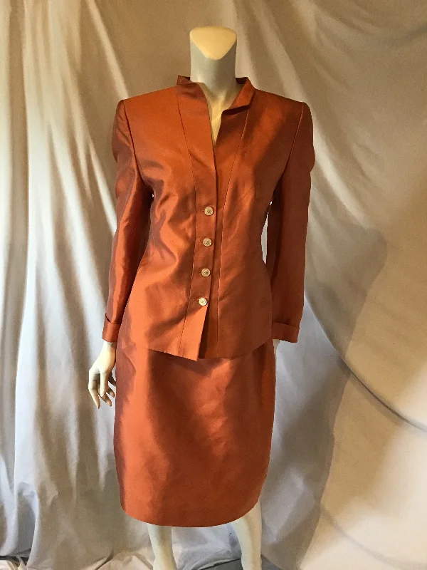 Limited Time Offer Akris 1990s Burnt Orange Silk Suit