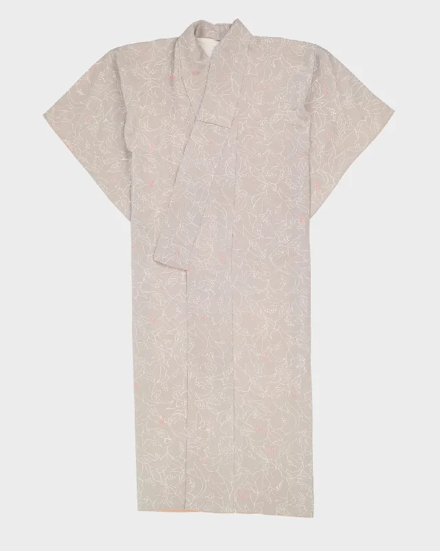 Massive Deals Grey Graphic Floral Crepe Kimono - M