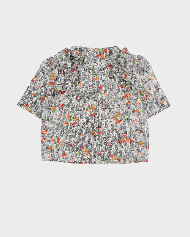 Low Prices Vintage Grey With Orange Pattern Blouse -  S
