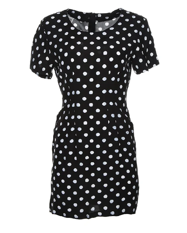 Savings Bonanza Vintage polka dot short sleeve dress - S