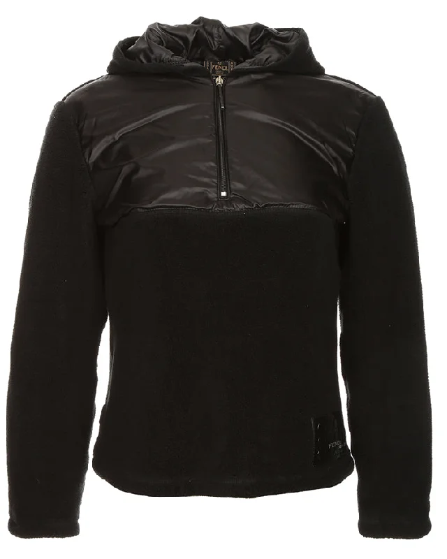 Super Bargain 00s Fendi Jeans Black Hooded Fleece - M