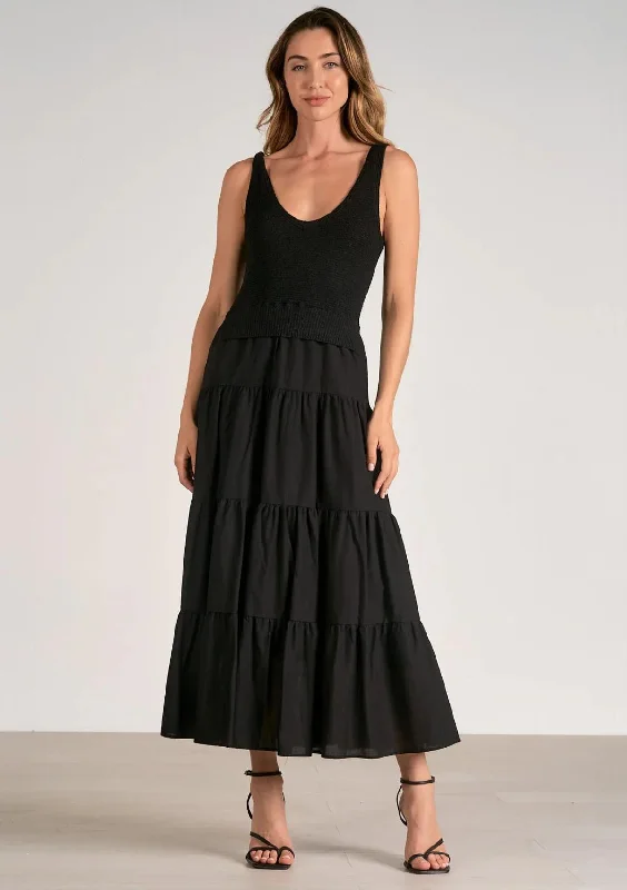 Exclusive Access Woven and Knit Mix Maxi Dress - Black