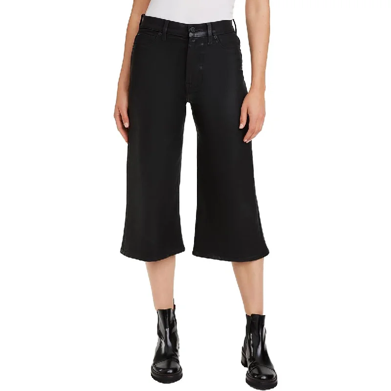 Special Savings 7 For All Mankind Womens Alexa Culotte Capri Coated Flare Jeans