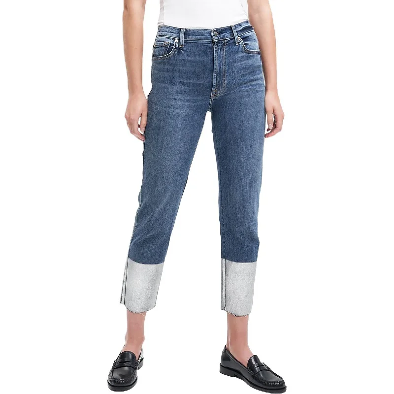 Discount Deals 7 For All Mankind Womens Bair Authentic  High Waist Cropped Straight Leg Jeans