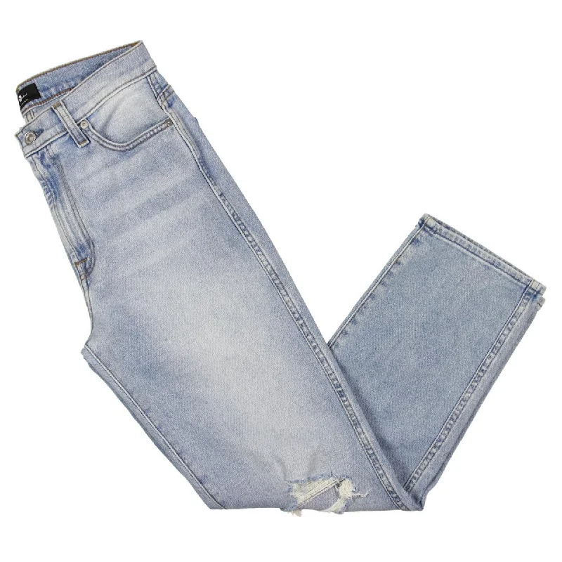 Seasonal Clearance 7 For All Mankind Womens High Rise Light Wash Straight Leg Jeans