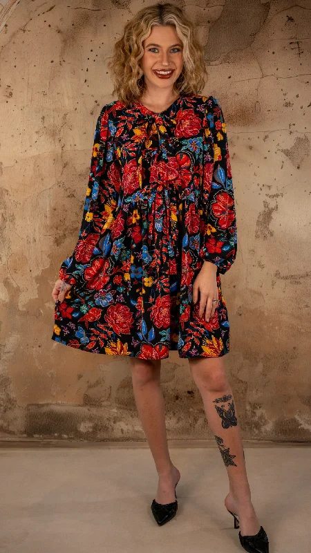 TIME-Limited Offer Adeline Floral Bow Babydoll Dress