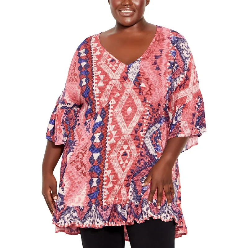 Price Blitz Avenue Womens Plus V-Neck Long Tunic Top