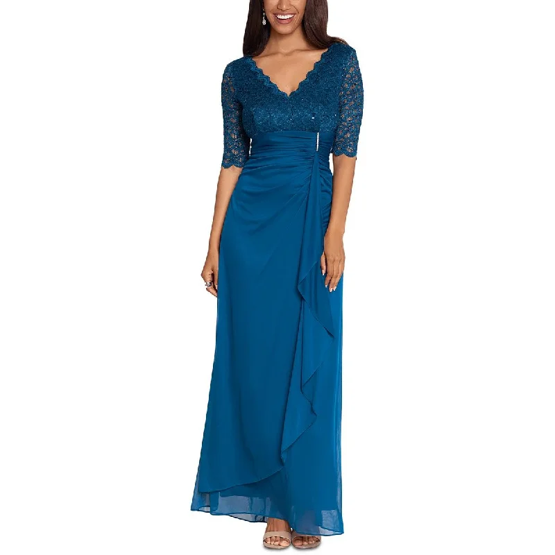 Can't Miss B&A by Betsy and Adam Womens Petites Lace Overlay Embellished Evening Dress