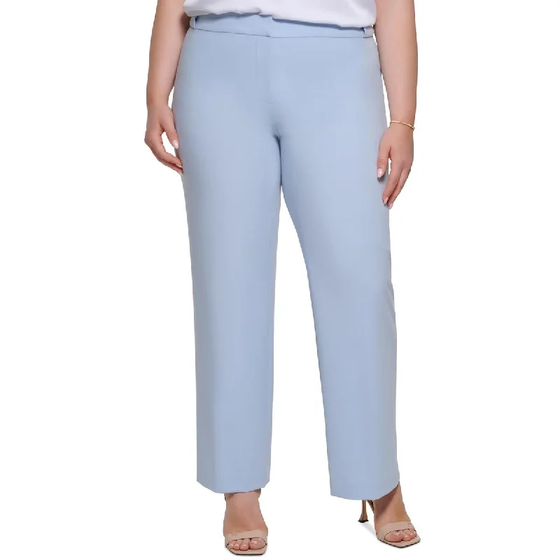 Fantastic Offers Calvin Klein Womens Plus High Rise Solid Straight Leg Pants