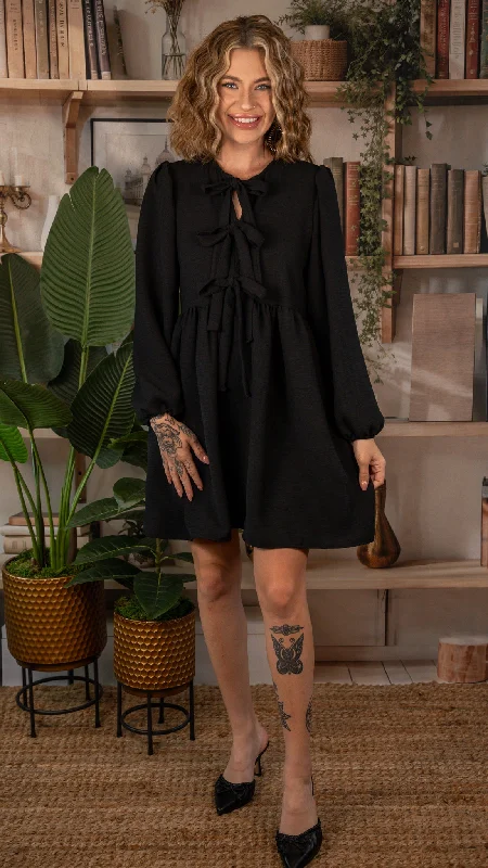 Super Deal Caroline Black Bow Dress
