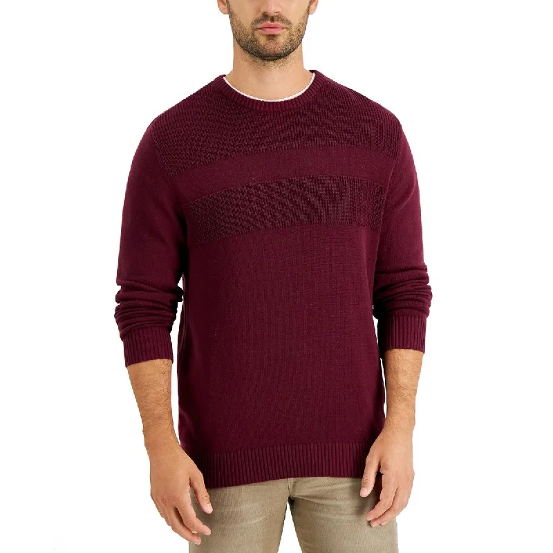 Exclusive Preview Club Room Mens 100% Cotton Ribbed Trim Sweater