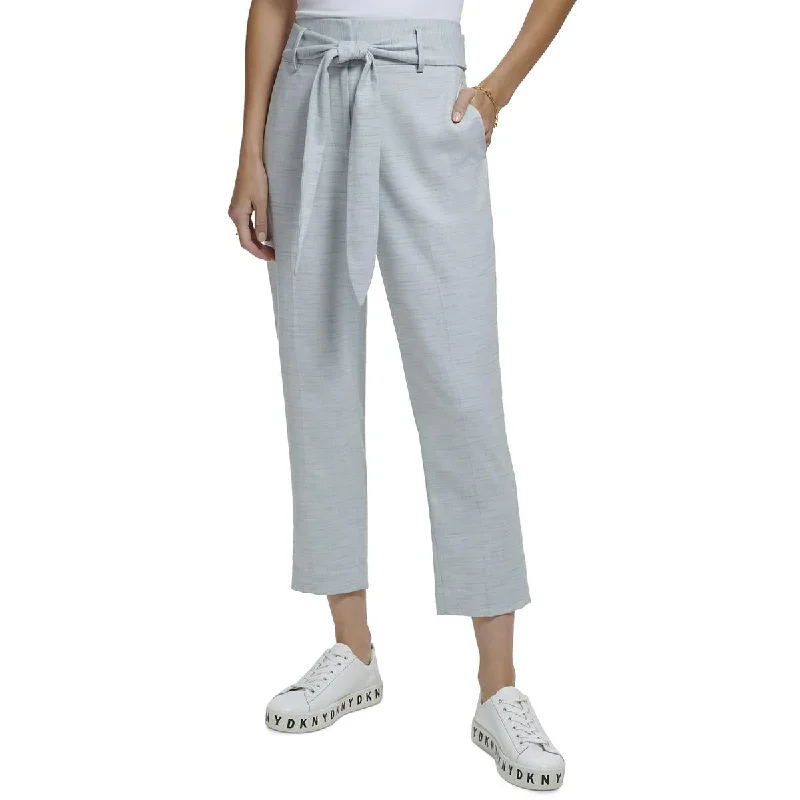 Final Clearance DKNY Womens High Rise Tie Waist Straight Leg Pants
