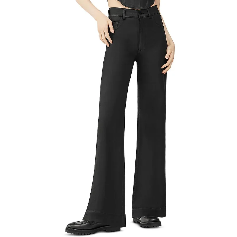 Lowest Price DL1961 Womens Hepburn Coated Denim Wide Leg Jeans