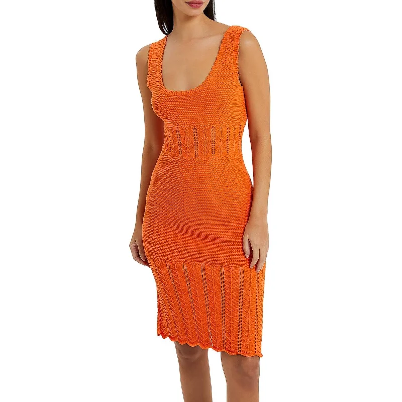Warehouse Sale French Connection Womens Crochet Knee-Length Sweaterdress