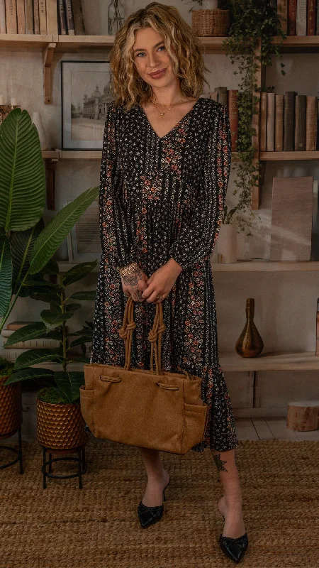 Closeout Henley Floral Midi Dress