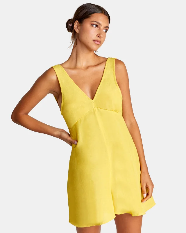 Final Markdown Linen Shifty Romper - Gold
