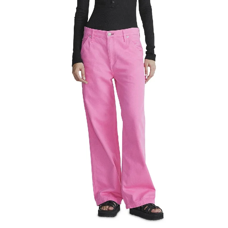Weekend Deal Rag & Bone Womens High Rise Solid Wide Leg Jeans
