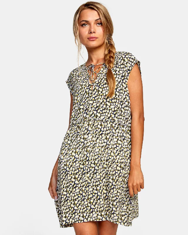 Early Bird Discount Shallow Sleeveless Babydoll Dress - RVCA Black