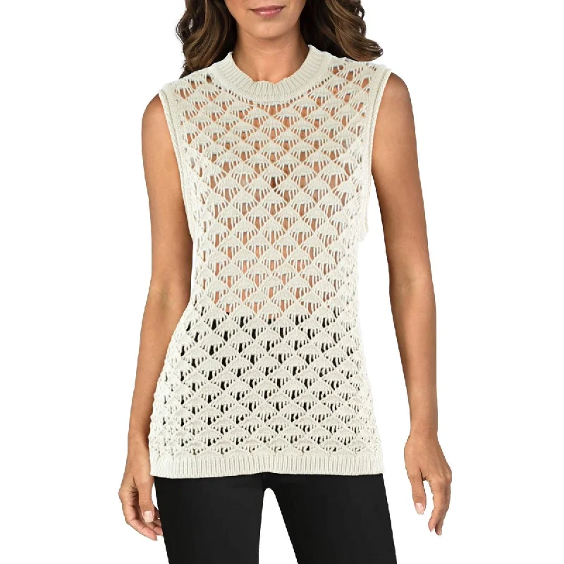 Referral Discount Theory Womens Open Stitch Split Hem Sweater Vest